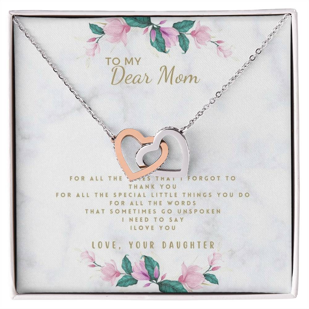Daughter To Mom For Mom 2022 Mother'S Day Birthday Wedding Christmas Gifts Interlocking Hearts Necklace