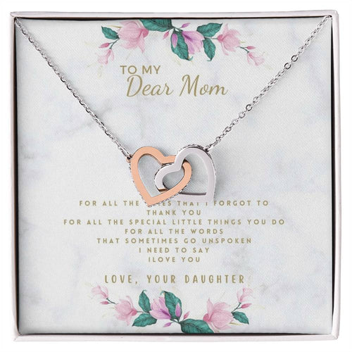 Daughter To Mom For Mom 2022 Mother'S Day Birthday Wedding Christmas Gifts Interlocking Hearts Necklace