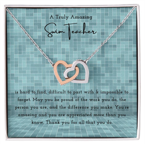 Gift For Swim Teacher Swim Teacher Appreciation Gift A Truly Amazing Swim Teacher Gift Interlocking Hearts Necklace