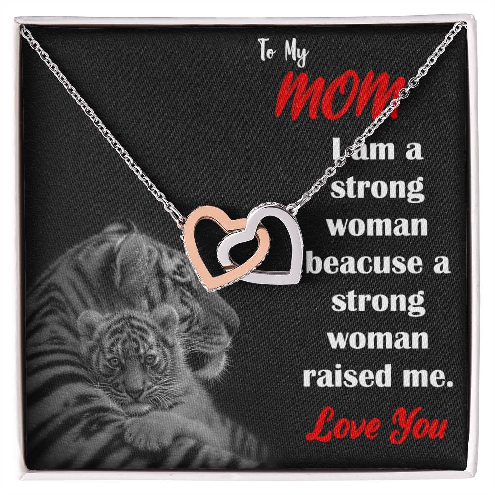 To My Mom Strong Woman Love You Always Interlocking Hearts Necklace