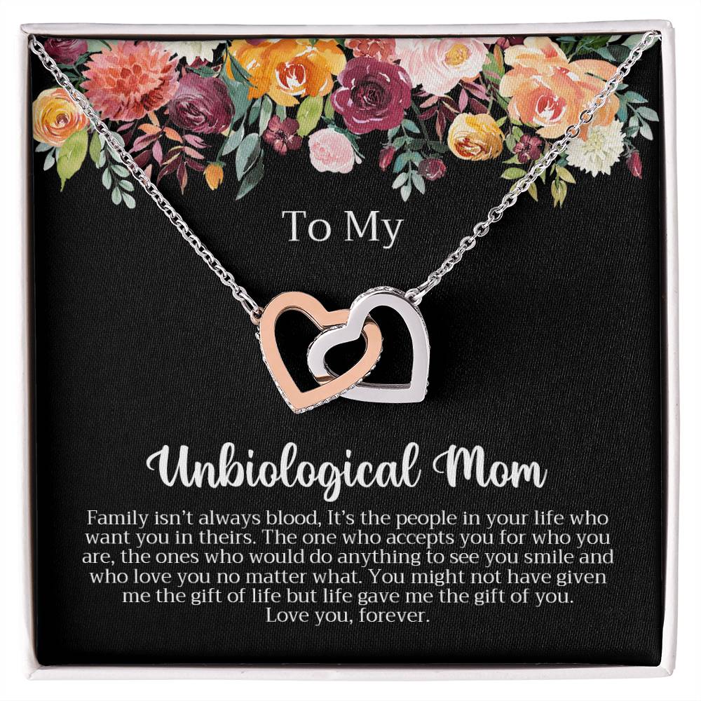Unbiological Mom Necklace Interlocking Hearts Necklace