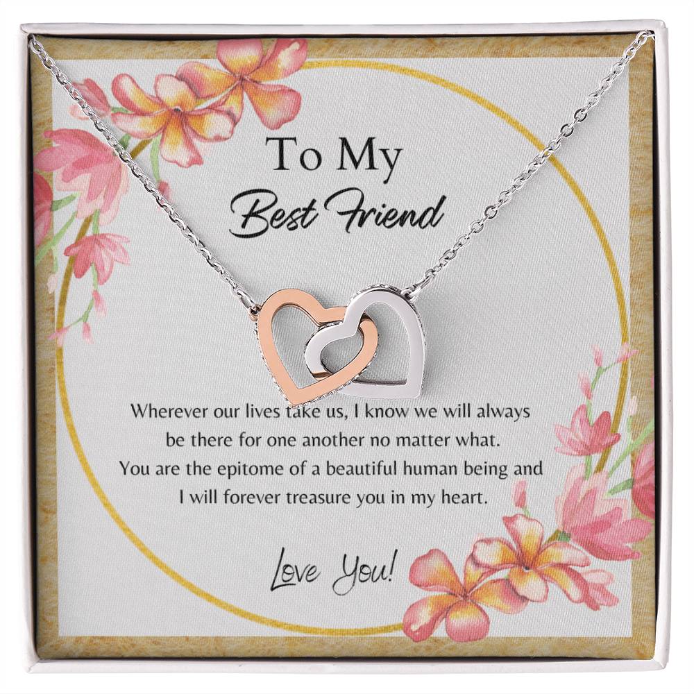 To My Best Friend Interlocking Hearts Necklace