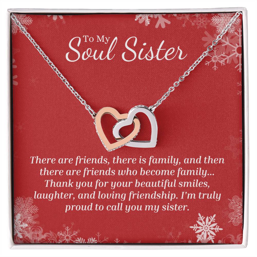 There Are Friends Who Become Family - Interlocking Hearts Necklace For Soul Sister