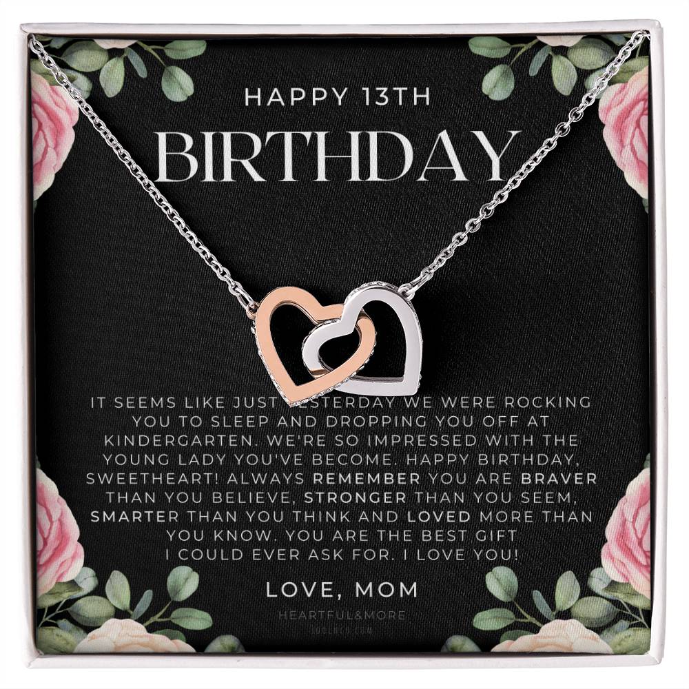 Gift For 13 Year Old Girl Gifts 13Th Birthday Girl 13Th Birthday Gift Thirteenth Birthday Necklace Teen Birthday Gift Official Teenager Interlocking Hearts Necklace