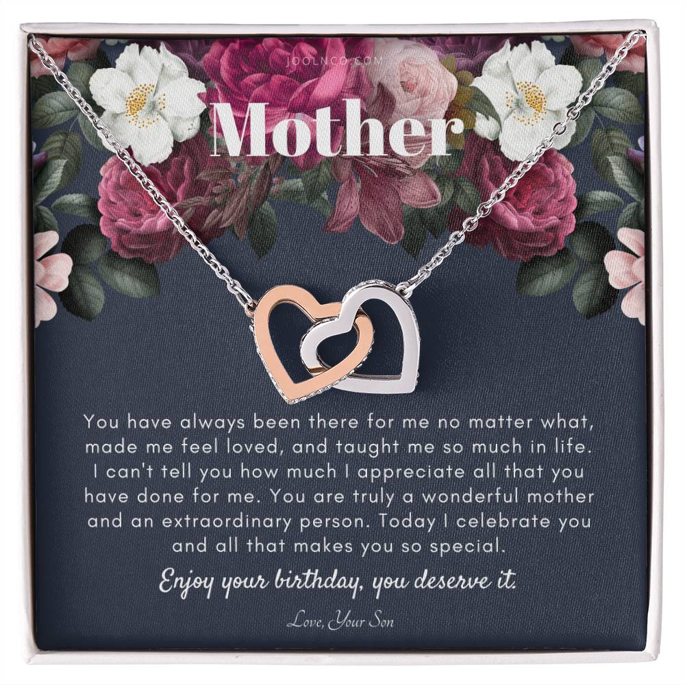 Mother'S Birthday Gift Necklace For Mom'S Birthday Elegant Gift For Mom From Son Best Mom Gift Message Card Interlocking Hearts Necklace