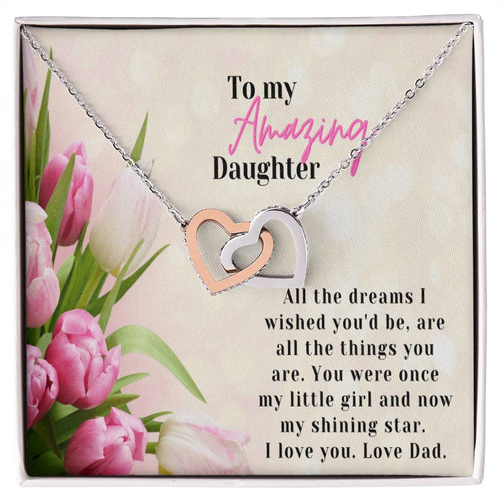 A Graduation Gift From Dad-Two Hearts Necklace-To My Amazing Daughter Interlocking Hearts Necklace