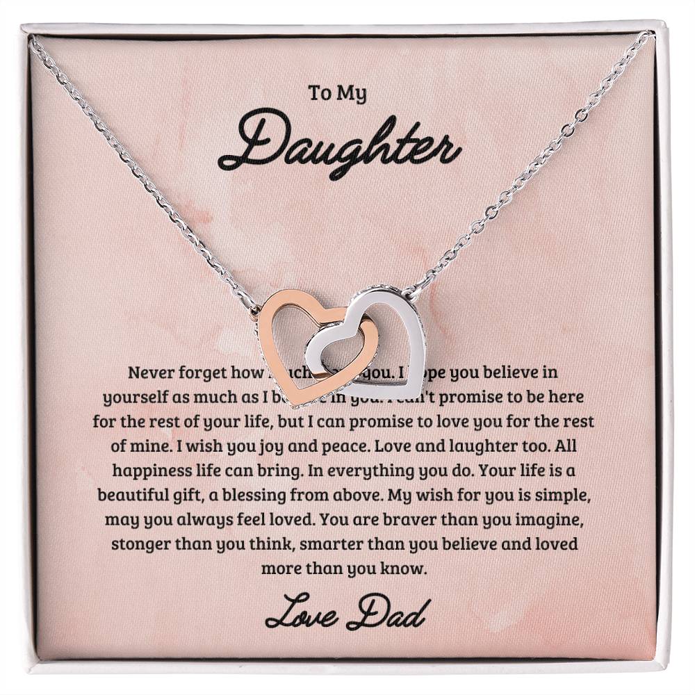 To My Daughter Joy & Peace From Dad Interlocked Hearts Necklace Interlocking Hearts Necklace
