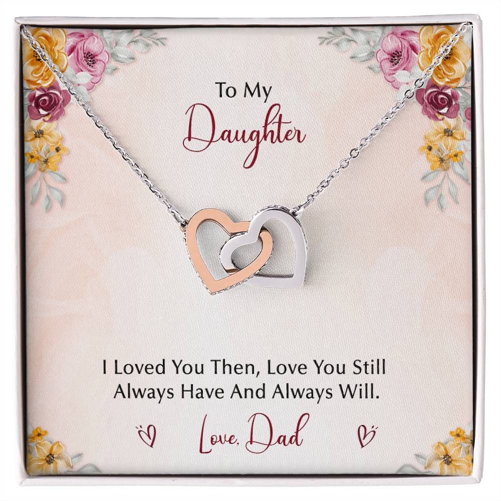 To My Daughter From Dad Interlocking Hearts Necklace