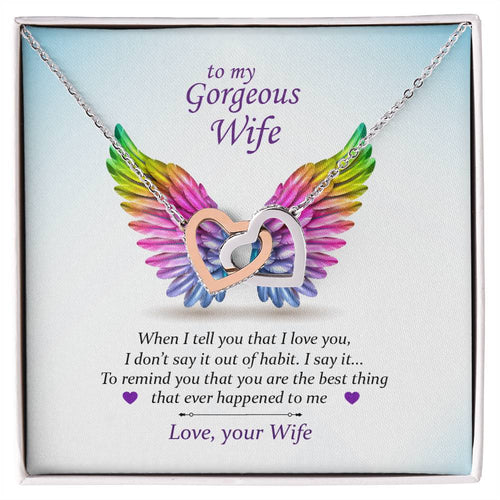 To My Gorgeous Wife ~Pride~ Interlocking Hearts Necklace