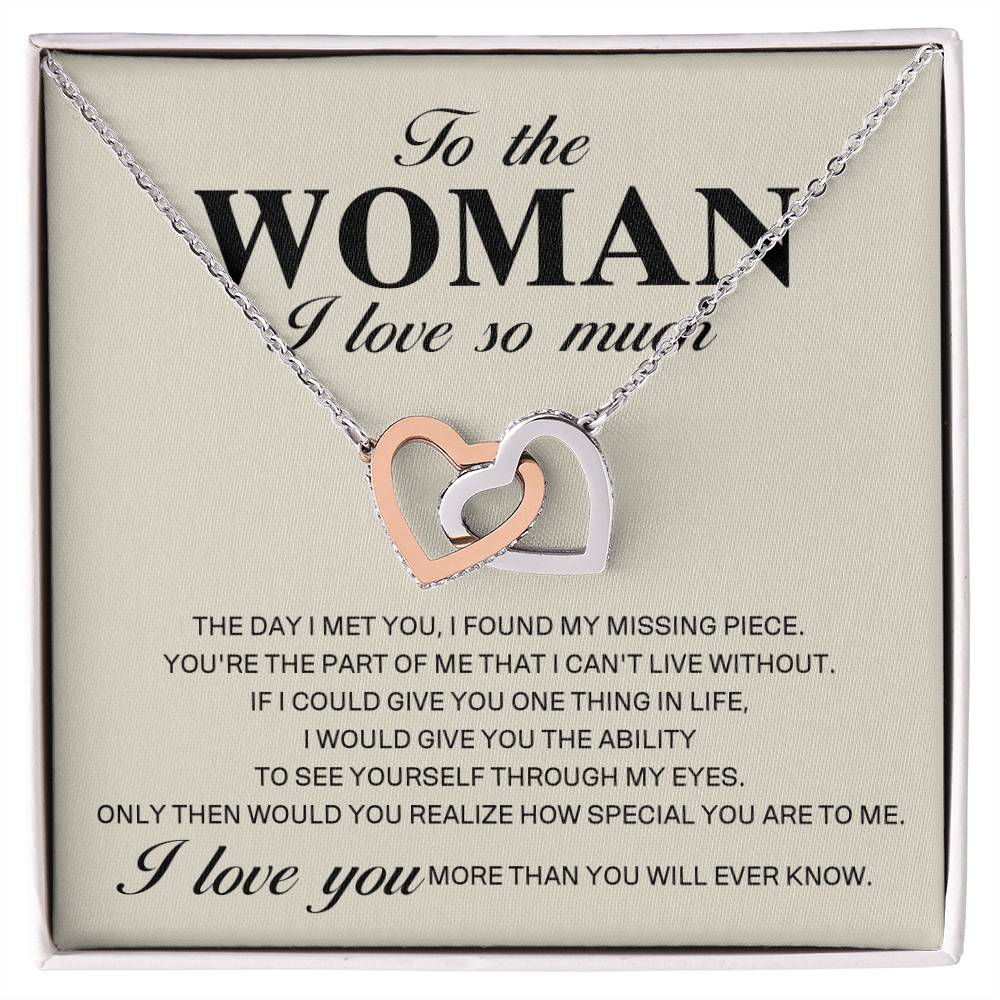 To The Woman I Love So Much - Interlocking Heart Necklace Interlocking Hearts Necklace