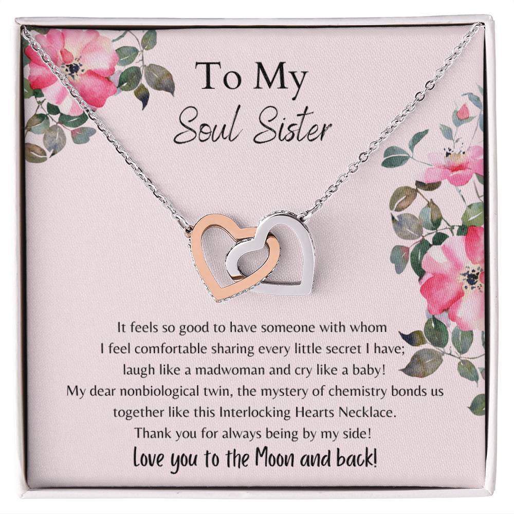To My Soul Sister Interlocking Hearts Necklace