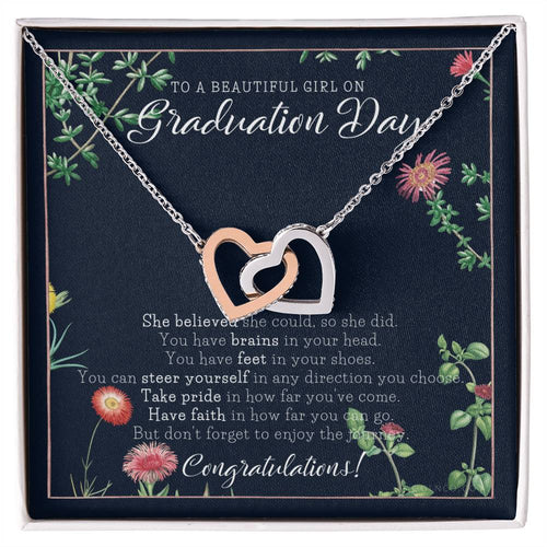Graduation Gift Necklace For Daughter College Graduation Gift For Her High School Senior Graduation Mba Phd Master Class Of Interlocking Hearts Necklace