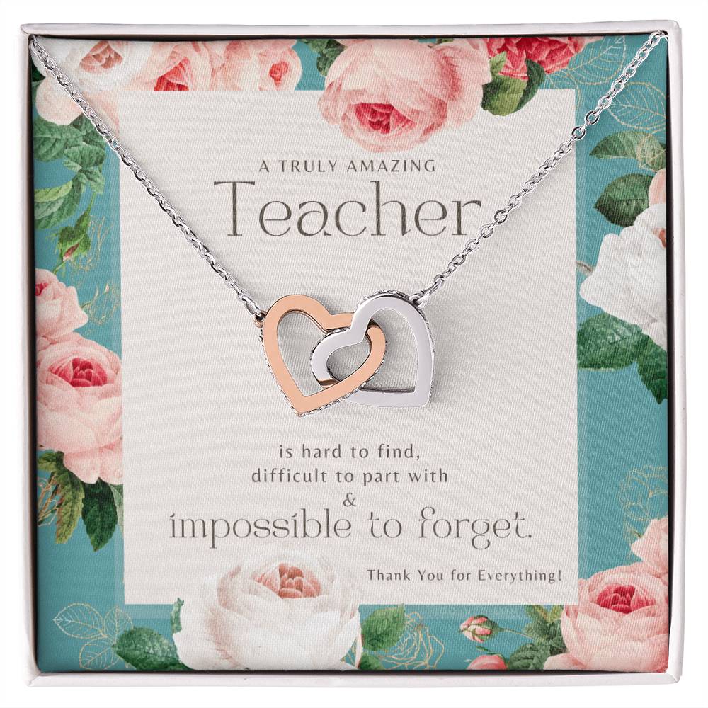 Teacher Gift Gift For Teacher Necklace A Truly Amazing Teacher Appreciation Gift Interlocking Hearts Necklace