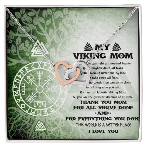 My Viking Mom Necklace - Viking Mother Gift - Mother'S Day Gift Interlocking Hearts Necklace