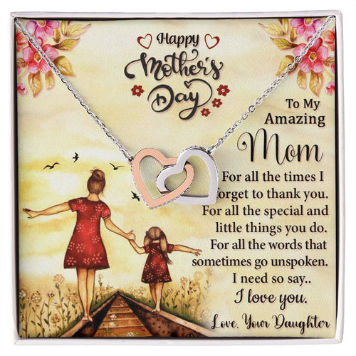 Happy Mother'S Day 2021 - Mother'S Day Gift 2021 - Necklace Gift From Mom Interlocking Hearts Necklace