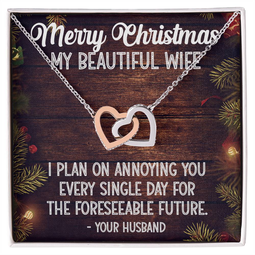 Christmas Gift For Wife Interlocking Hearts Necklace