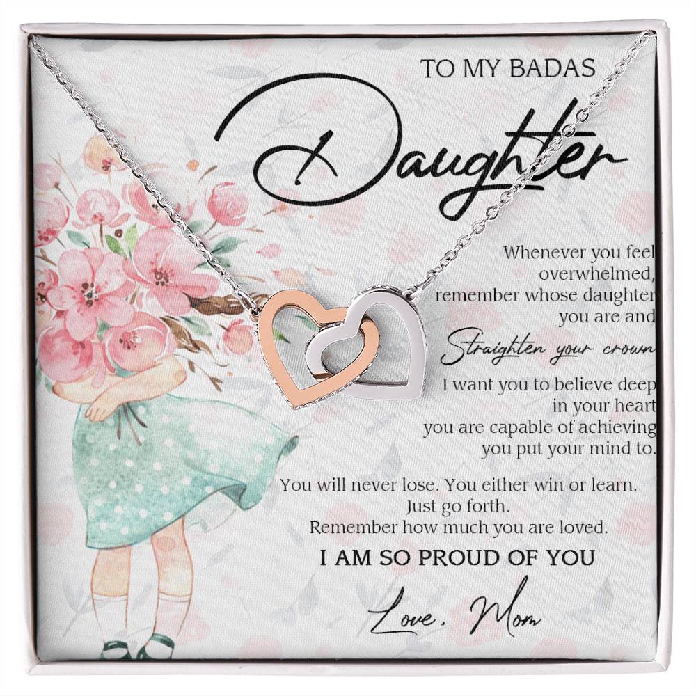 To My Badass Daughter Necklace From Mom Badass Daughter Jewelry Daughter Necklace From Mom Daughter Necklace Personalized Daughter Necklace Interlocking Hearts Necklace