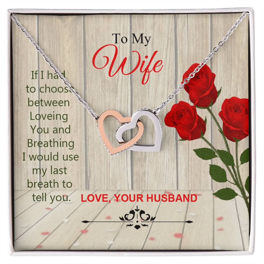 To My Wife Interlocked Beautiful Necklace Gift For Wife Love Your Husband. Interlocking Hearts Necklace