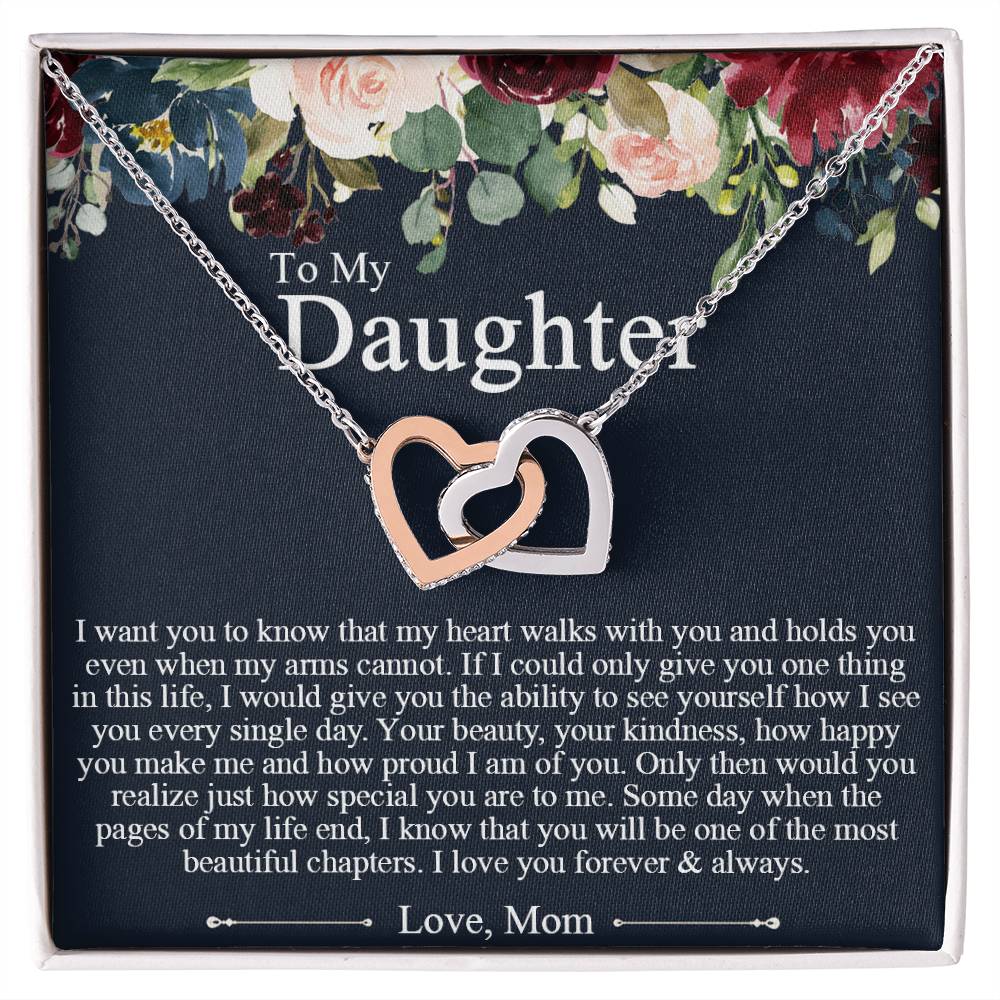 To My Daughter Necklace Gift To Daughter From Mom Mother Daughter Necklace Interlocking Hearts Necklace