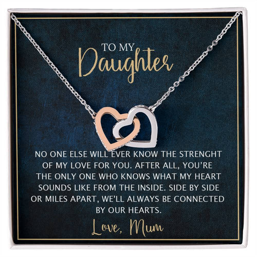 To My Daughter - Unique Heart Bonding Necklace Gift Set Interlocking Hearts Necklace