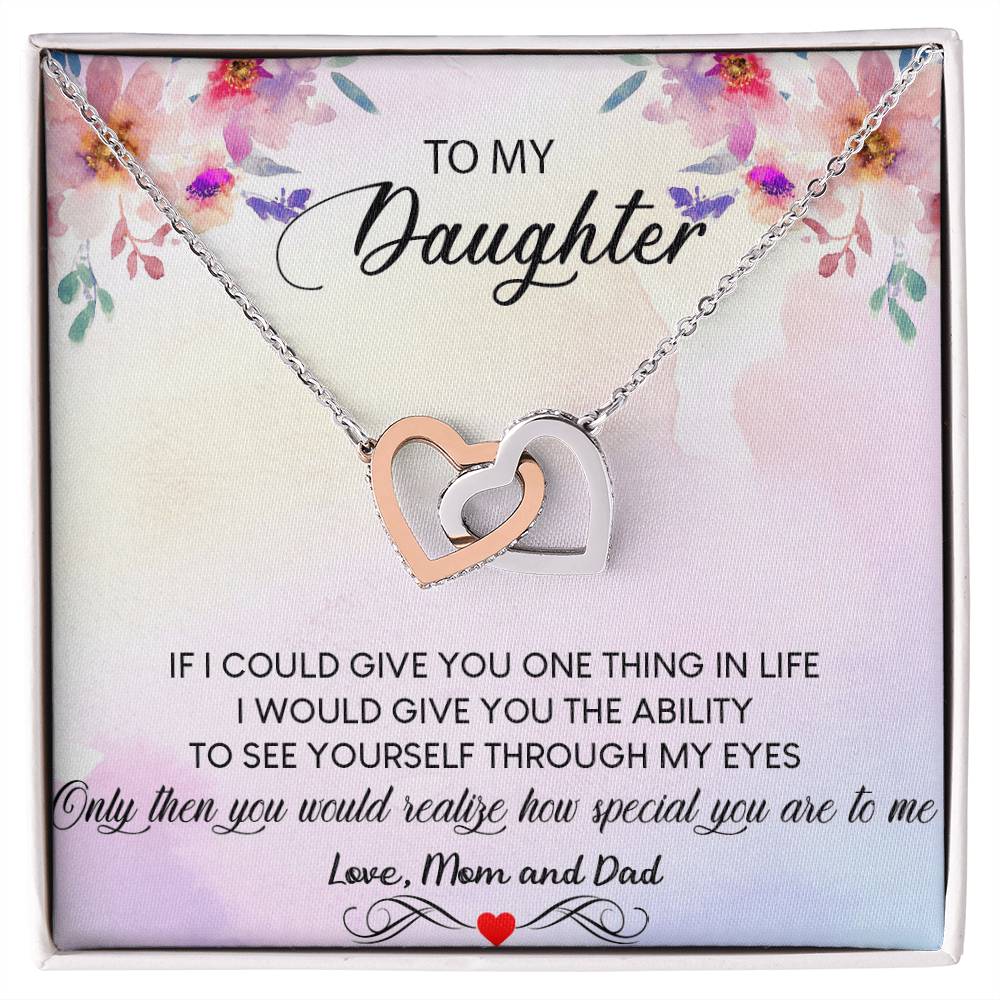 To My Daughter Necklace Daughter Necklace From Mom And Dad Personalized Daughter Interlocking Hearts Necklace Gift Daughter Birthday Gift
