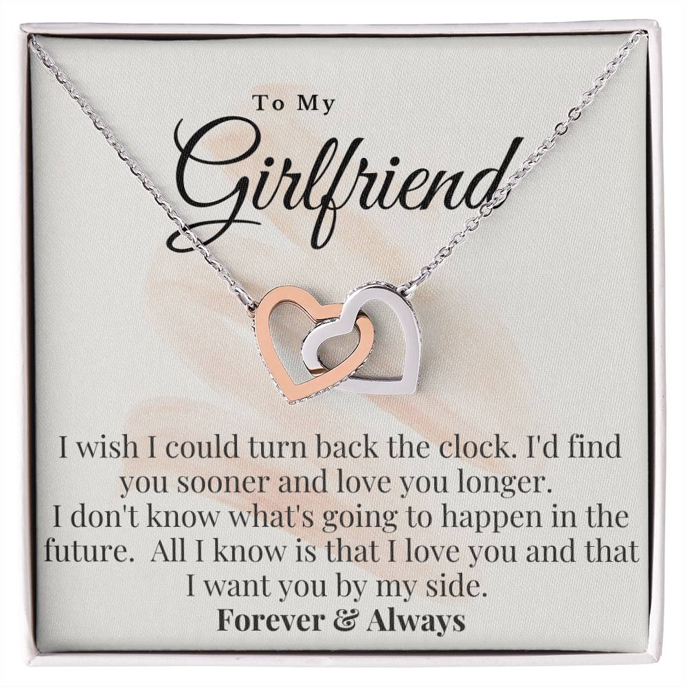 To My Girlfriend-I Want You By My Side Interlocking Hearts Necklace