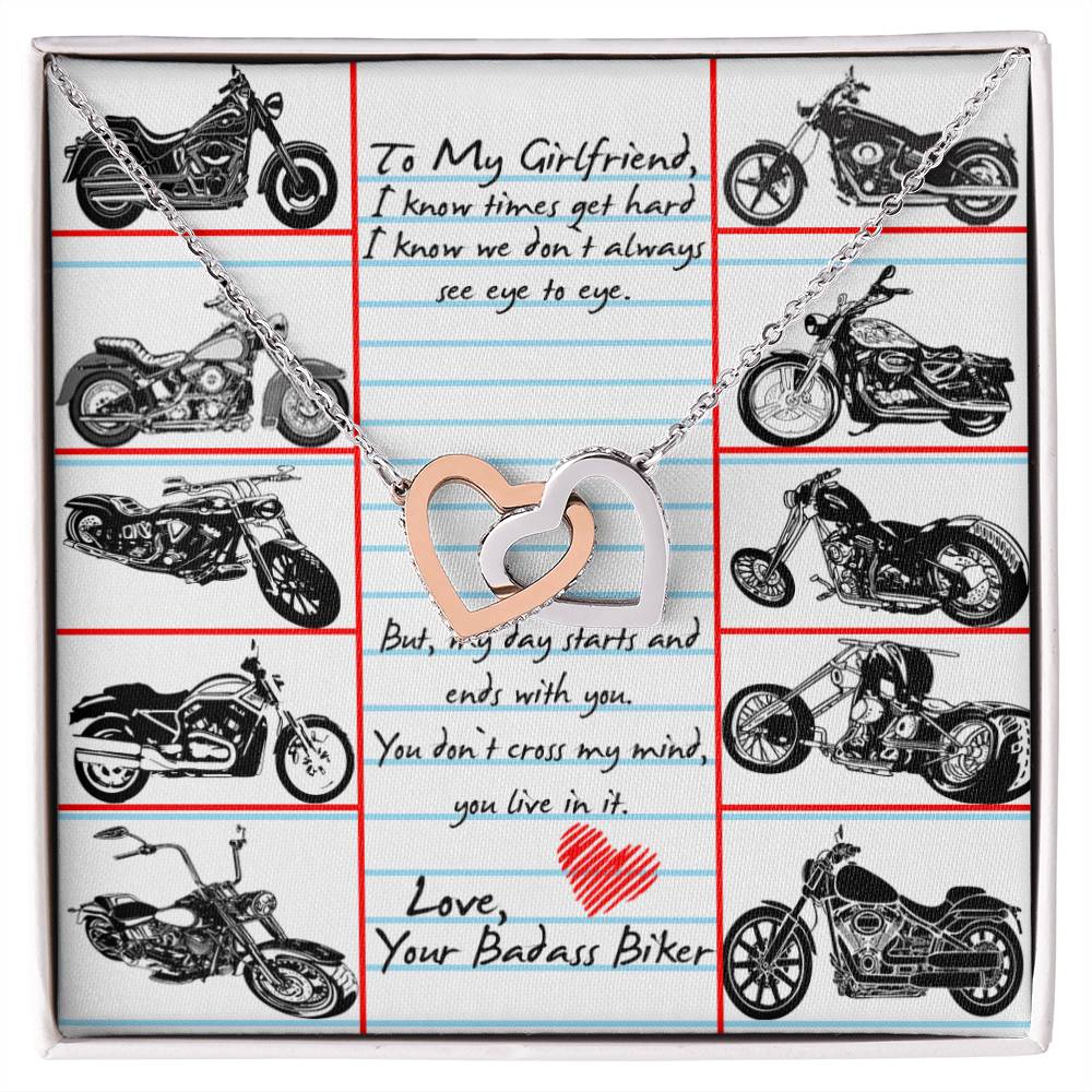 To My Girlfriend Interlocking Hearts Necklace