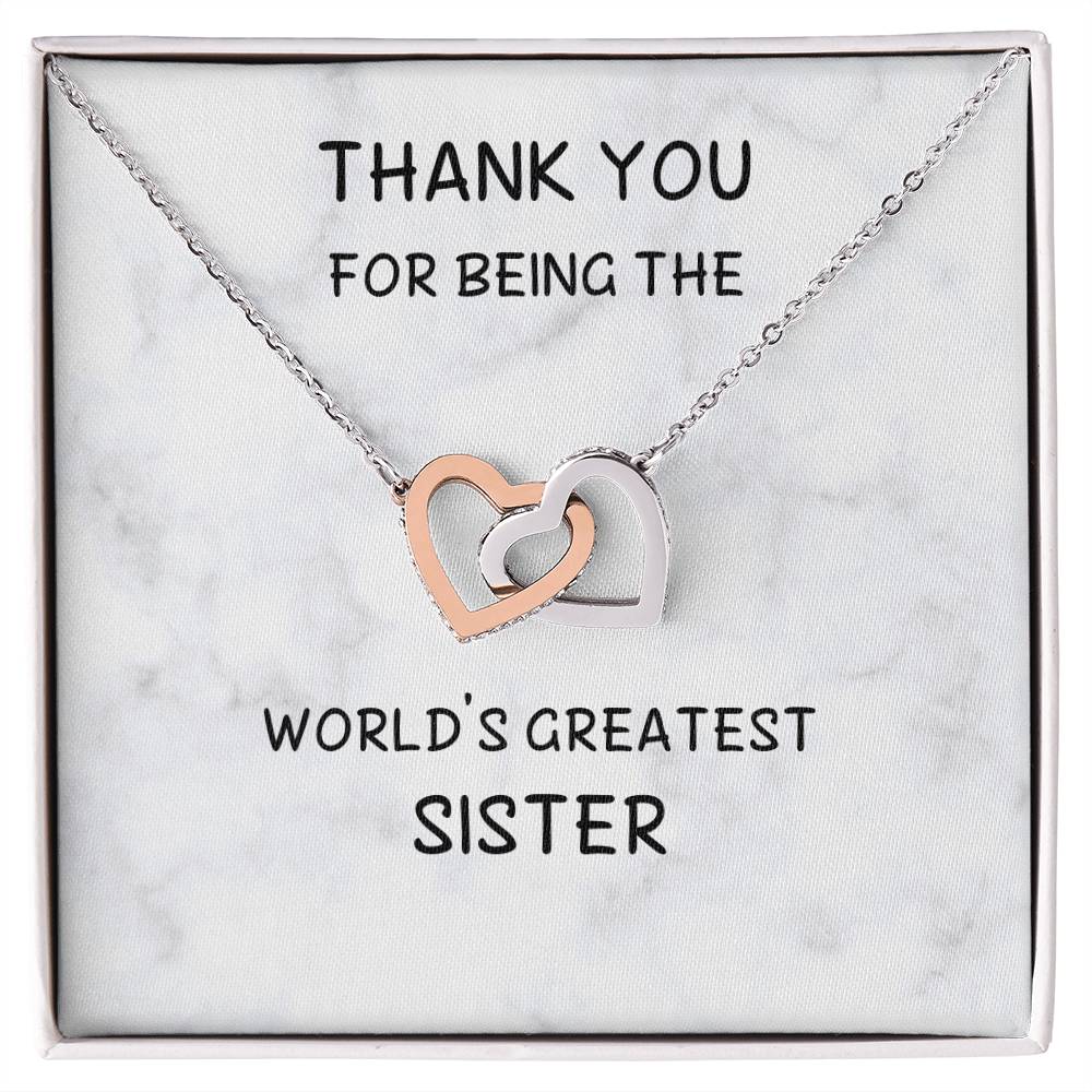 Thank You World'S Greatest Sister Interlocked Hearts Necklace Interlocking Hearts Necklace