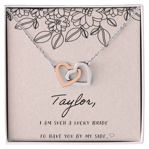 I Am Such A Happy Bride Interlocking Hearts Necklace