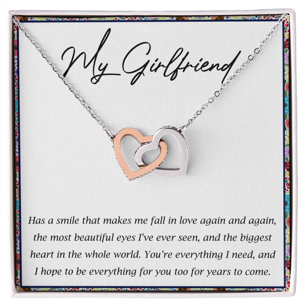 My Girlfriend Interlocking Hearts Necklace Message Card