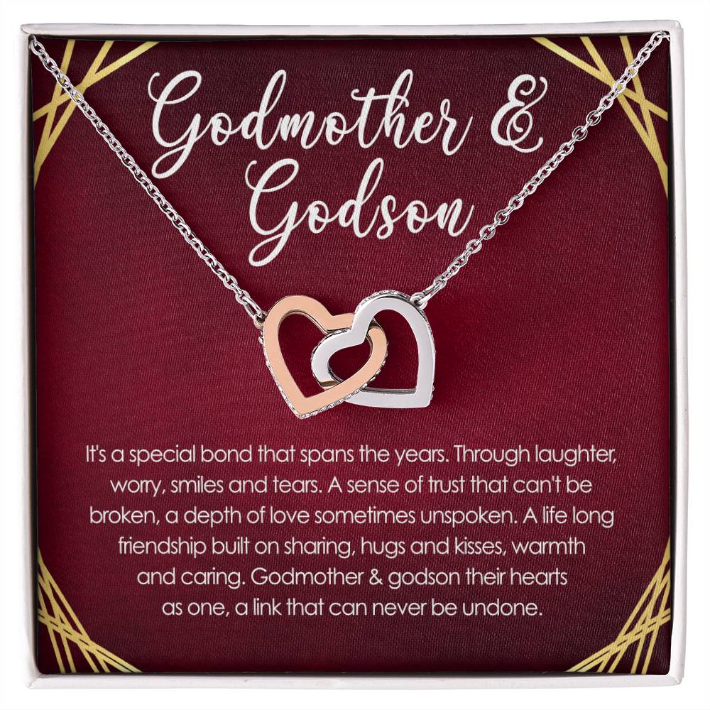 Special Bond Between Godmother & Godson Interlocking Hearts Necklace