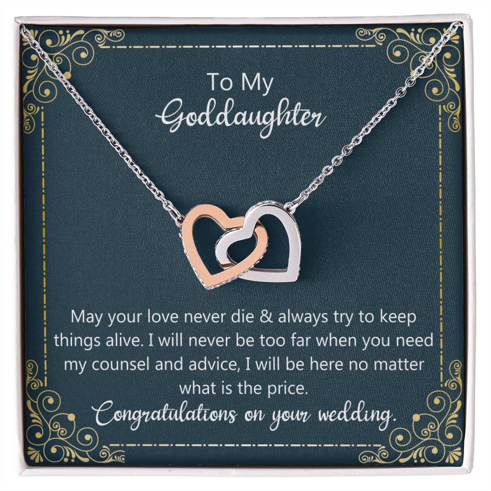 To My Goddaughter Wedding Gift - May Your Love Never Die Necklace Interlocking Hearts Necklace