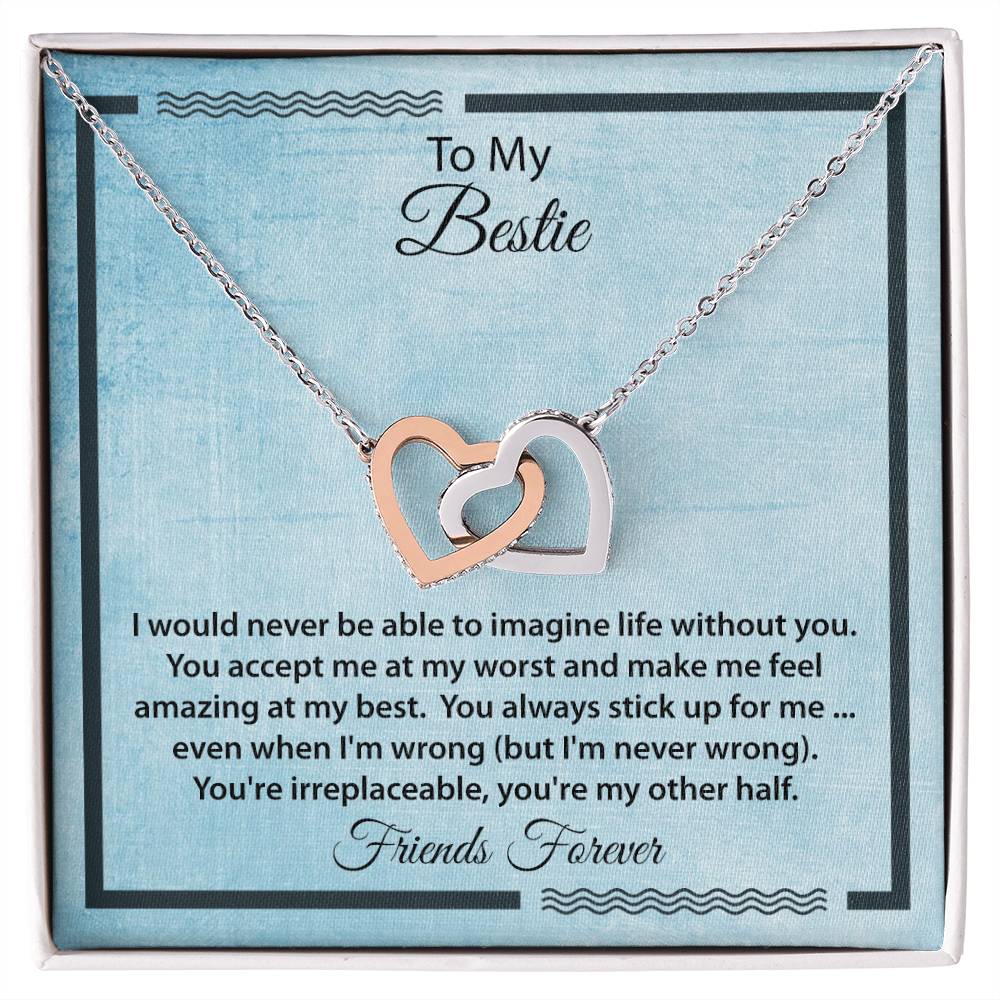 Bestie I Can'T Imagine Life Without You Necklace Interlocking Hearts Necklace