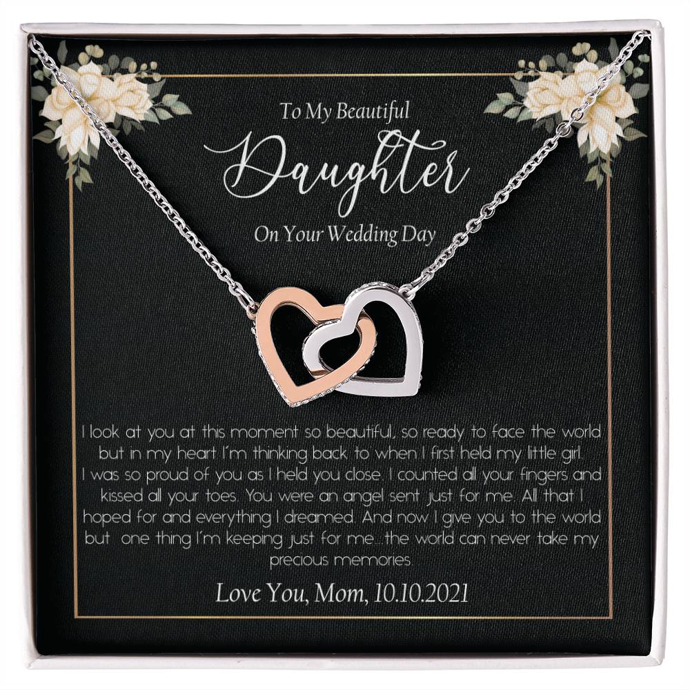 Daugther Wedding Day Interlocking Hearts Necklace