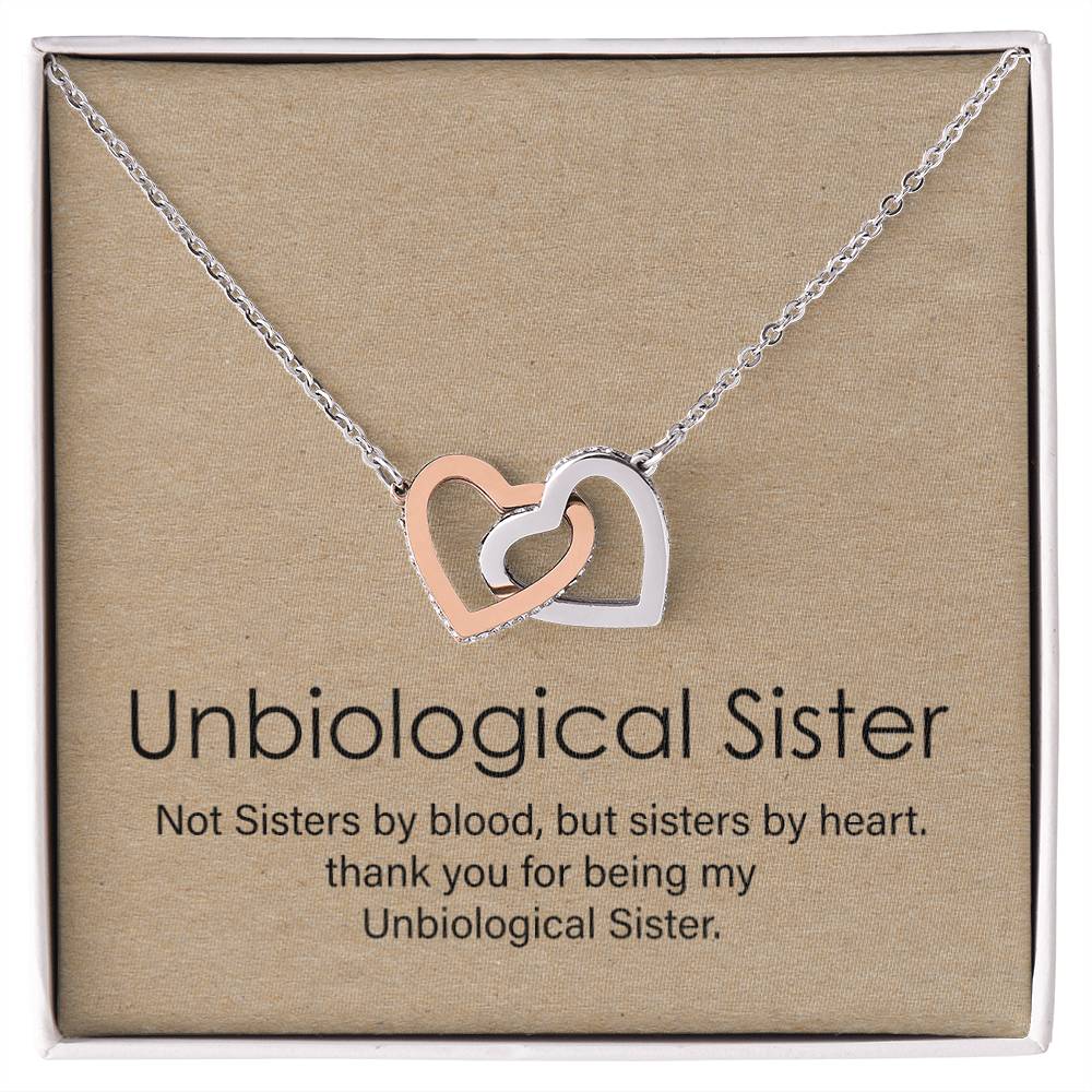 Unbiological Sister Gift Best Friend Necklace Big Little Sorority Soul Sister Bridesmaid Gift Interlocking Hearts Necklace