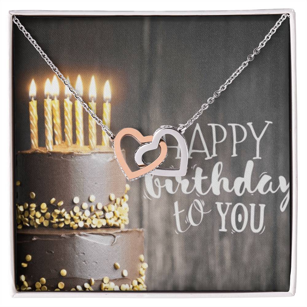 Happy Birthday Interlocking Hearts Necklace