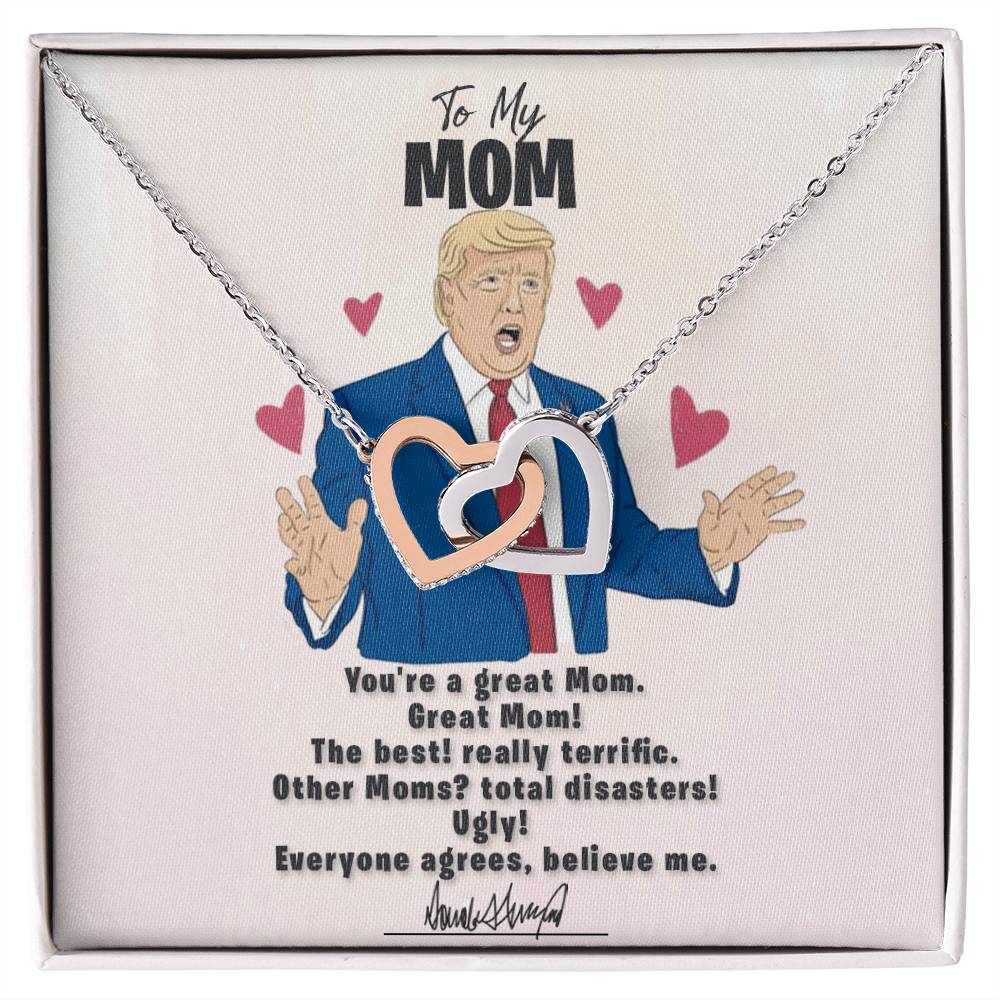 To My Great Mom - Approved With Signature - Tmm09 Interlocking Hearts Necklace