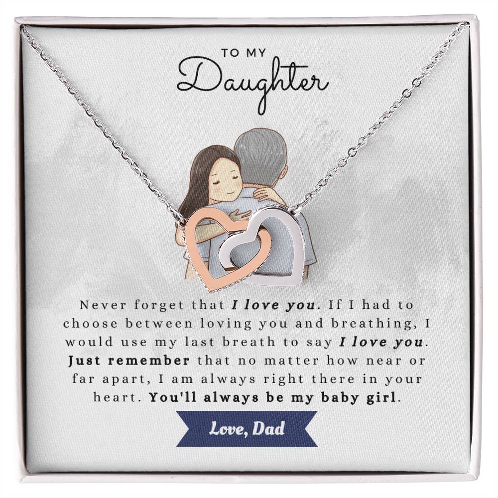 To My Daughter Never Forget Necklace Gift Set Interlocking Hearts Necklace