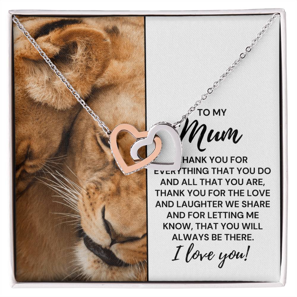 To My Mum - Thank You For Everything That You Do - Necklace Interlocking Hearts Necklace