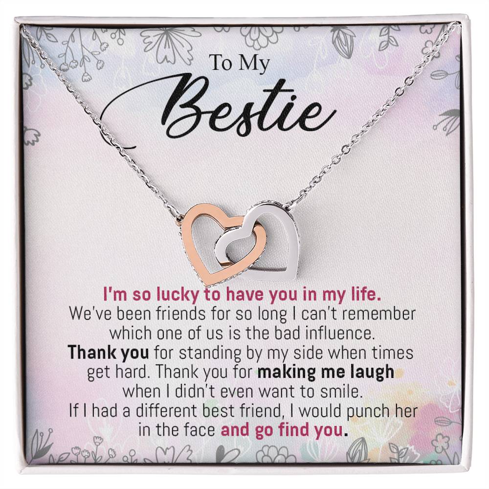 To My Bestie - I'M So Lucky To Have You In My Life Interlocking Hearts Necklace