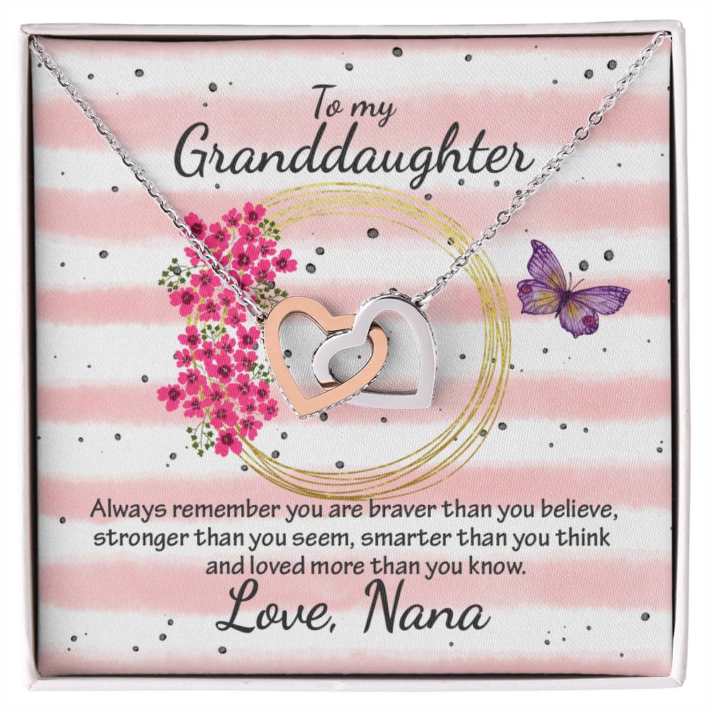 Interlocking Heart Necklace - From Nana To My Granddaughter Interlocking Hearts Necklace