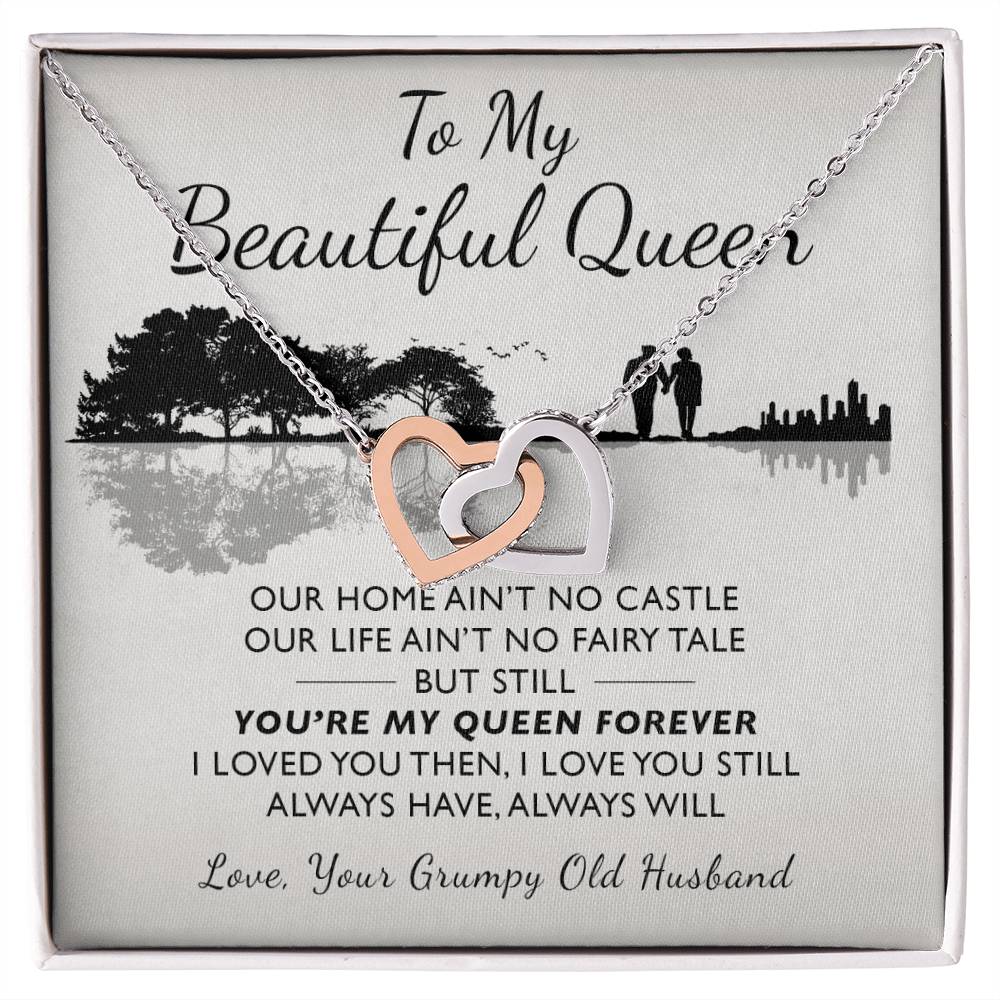 To My Beautiful Queen Interlocking Hearts Necklace