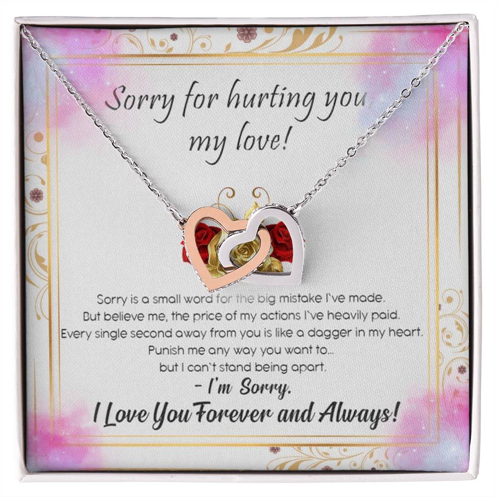 Sorry For Hurting You My Love Interlocking Hearts Necklace