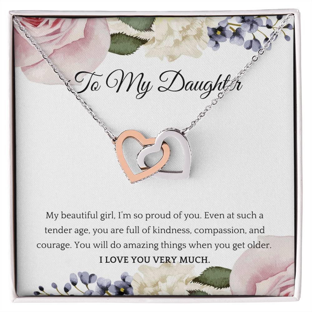 Interlocking Hearts Necklace For A Beautiful Daughter