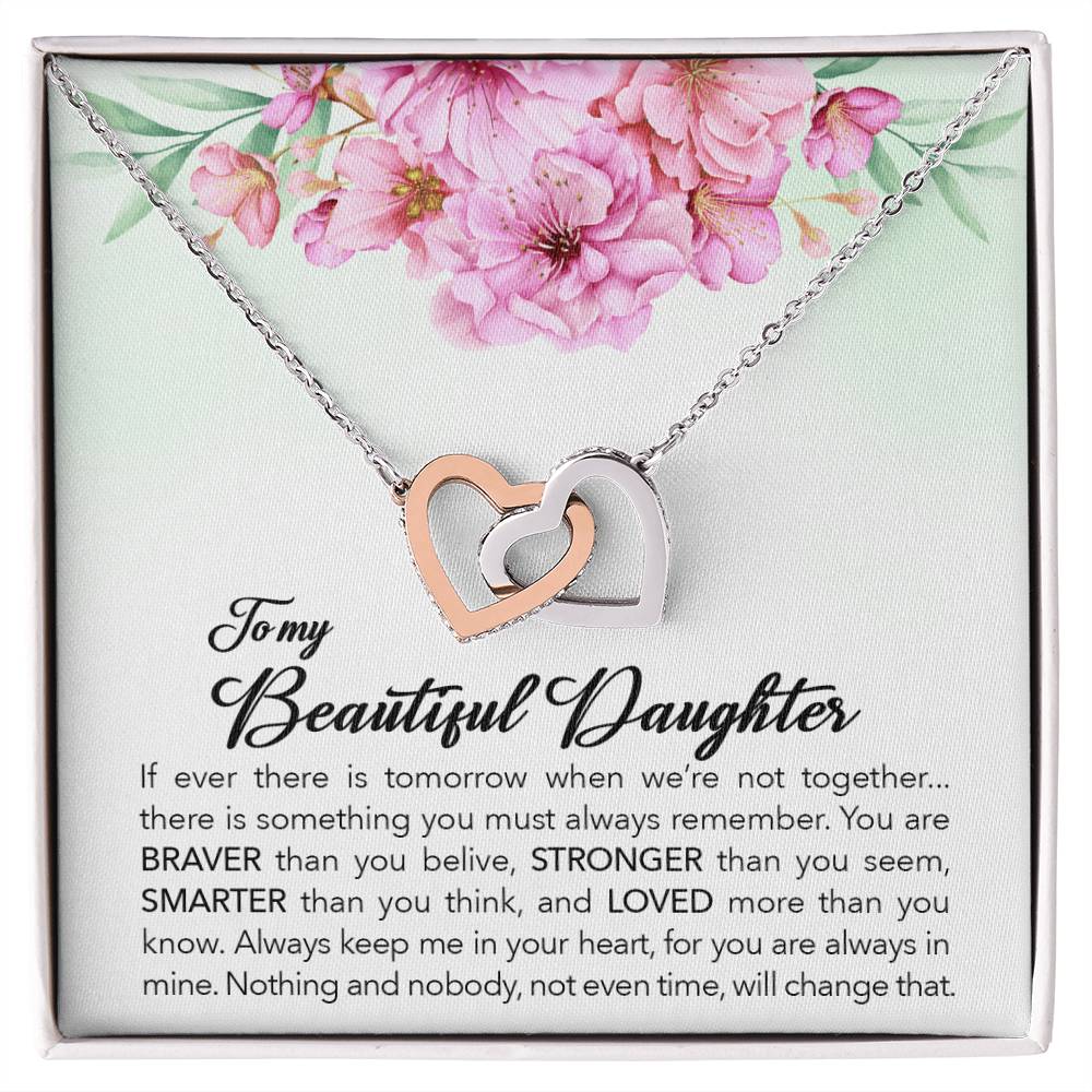 To My Granddaughter - Braver Stronger Smarter - Necklace Interlocking Hearts Necklace