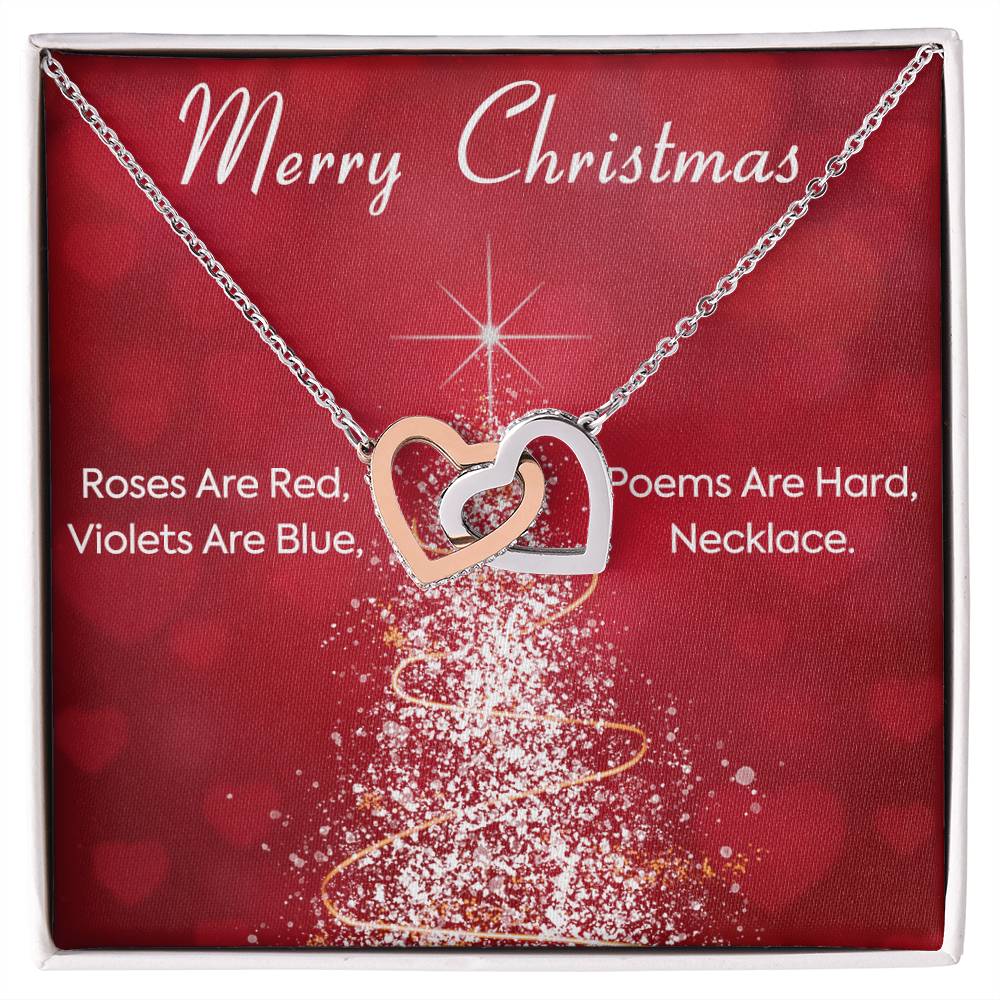 Roses Are Red Violets Are Blue Poems Are Heard Necklace. Christmas Gift Xmas Necklace Gift Interlocking Hearts Necklace
