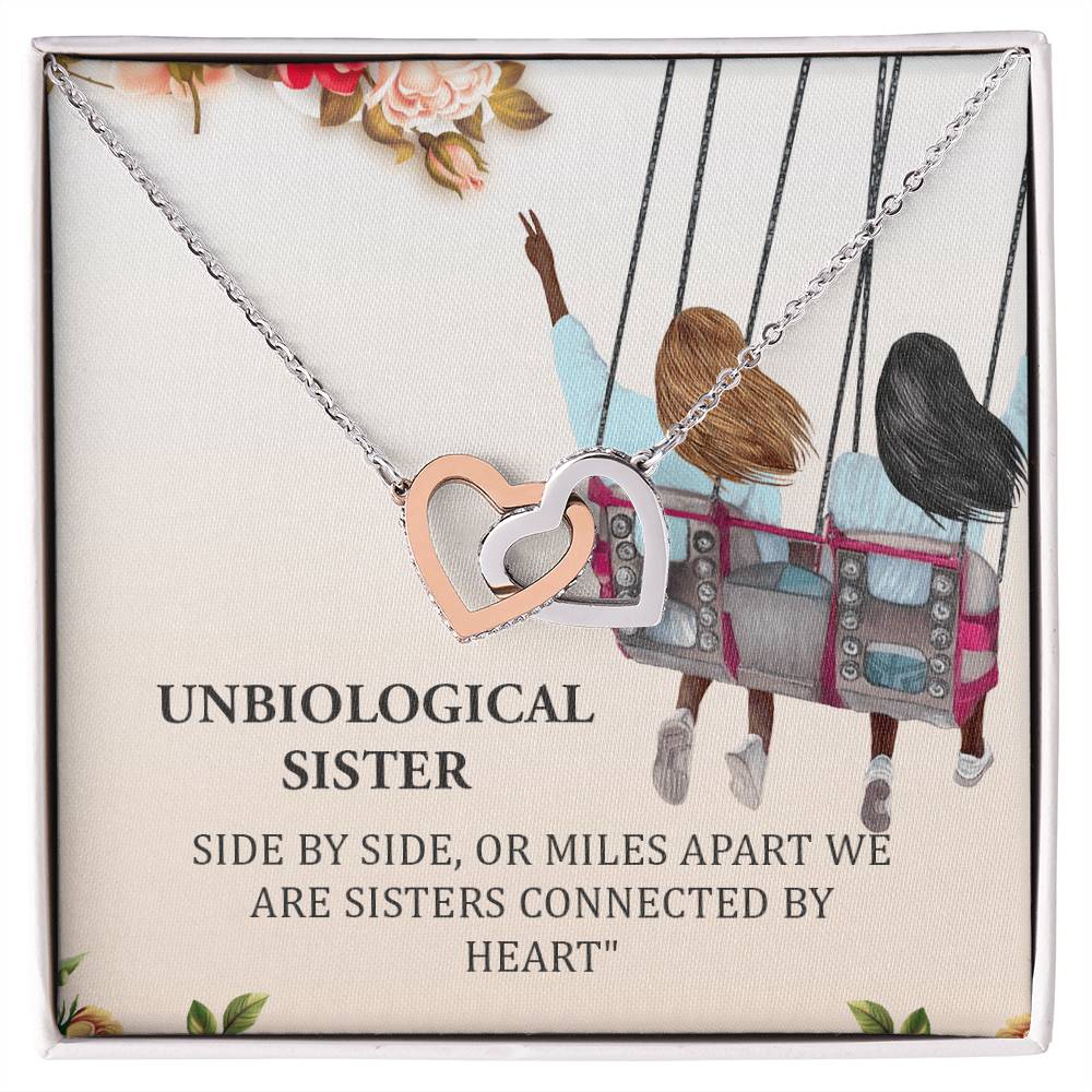 Unbiological Sister Interlocking Hearts Necklace Bff Jewelry Gift Soul Sister Sorority Sister Sister In Law Heart Necklace Gift Best Friends Gift