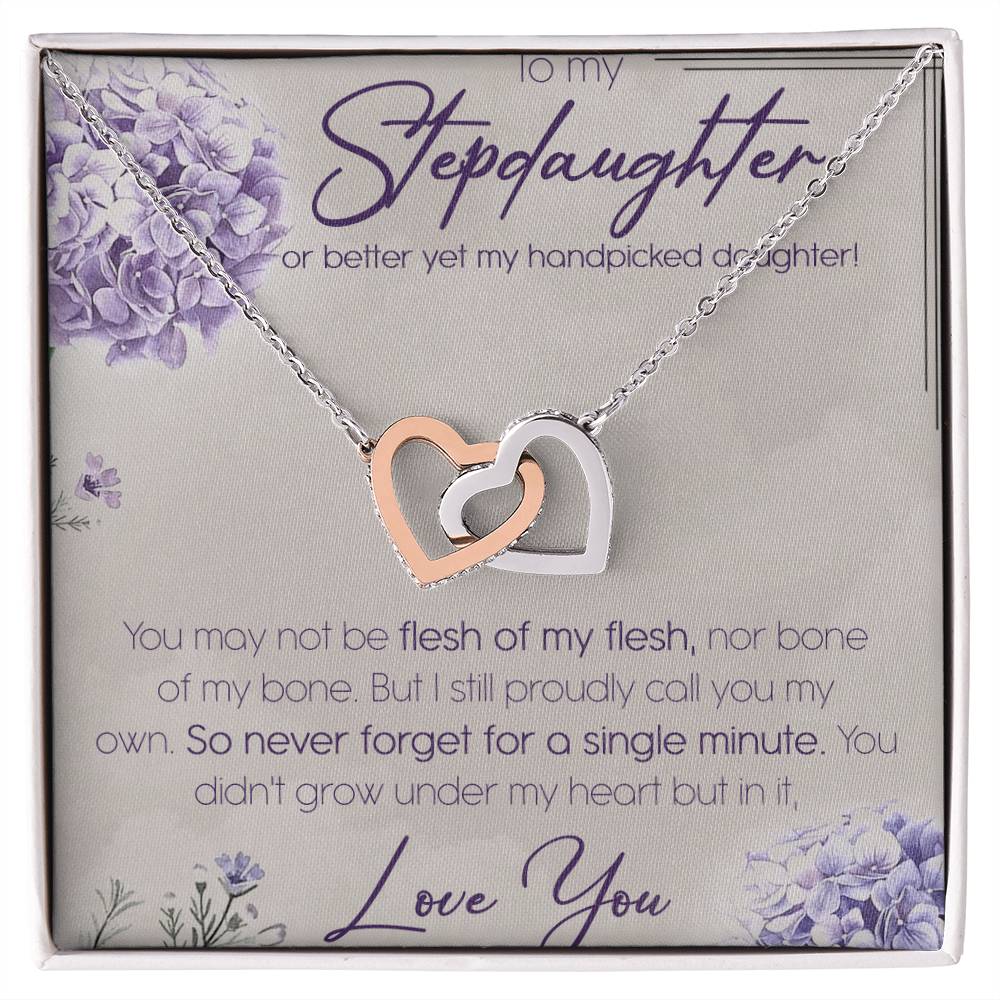 To My Stepdaughter Interlocking Hearts Necklace Message Card