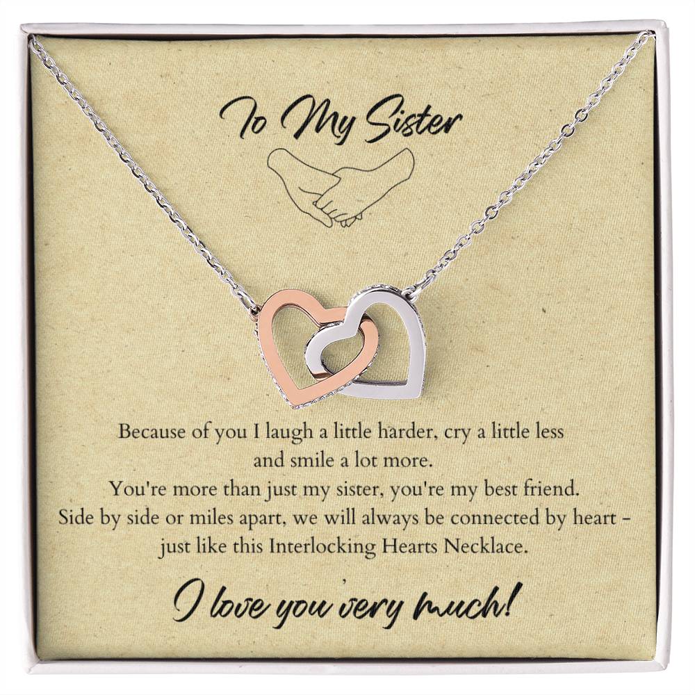 To My Sister Interlocking Hearts Necklace