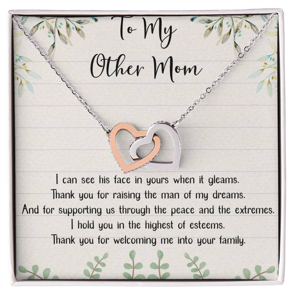 To My Other Mom Interlocking Hearts Necklace Message Card